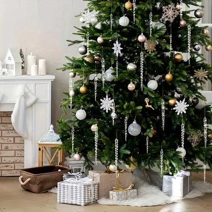 Crystal Clear Christmas Tree Enfeites, Icicle Decorações para Férias, Decoração de Festa de Inverno, 12 Pcs, 24 Pcs, 36Pcs