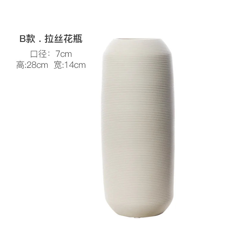 Moderno e minimalista criativo branco escovado vaso de cerâmica arranjo de flores secas vaso decoração para casa arte nórdica artesanato ornamentos