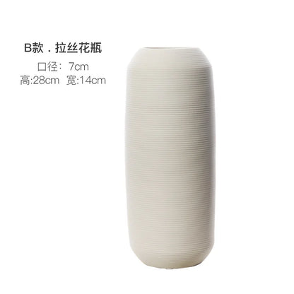 Moderno e minimalista criativo branco escovado vaso de cerâmica arranjo de flores secas vaso decoração para casa arte nórdica artesanato ornamentos