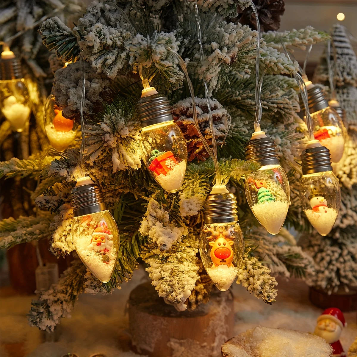 1pc luzes festivas da corda da bola de neve do diodo emissor de luz, 2m 10 led, ideais para decorações do natal & do ano novo, decorações de natal