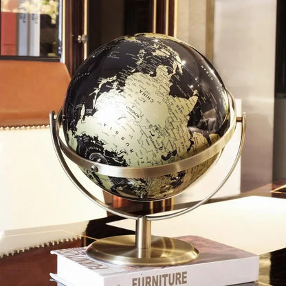 Novo 20/23cm preto ouro girando globo britânico decoração de escritório em casa estilo europeu criativo artesanato decoração globo