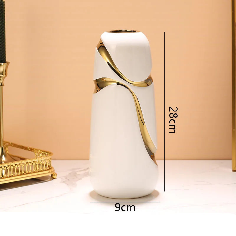 Vaso de Cerâmica Banhado a Ouro | Decoração Moderna e Elegante