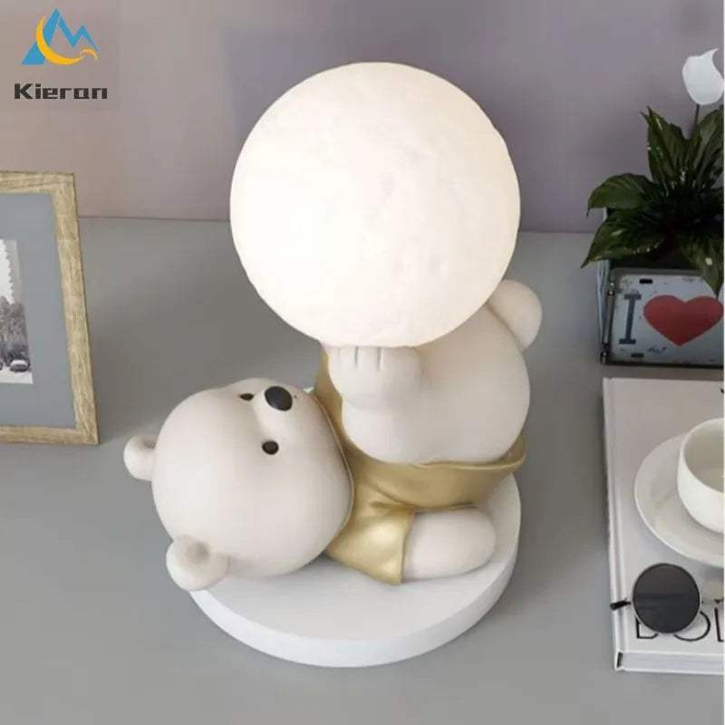 Nordic moderno urso acrobático led lâmpada de assoalho quarto estudo sala jantar lâmpada mesa cabeceira sala estar decorativa resina noite lâmpada