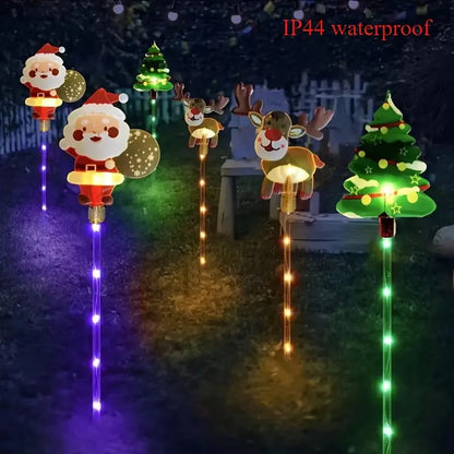 6 pçs movido a energia solar luzes de estaca de natal decoração de natal luzes led ao ar livre à prova dwaterproof água jardim passarela feriado 870