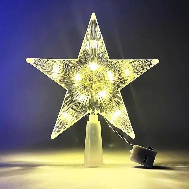 15cm decoração de natal brilhante árvore topper glitter brilhante estrela enfeites de árvore de natal para decoração de casa navidad ano novo 2026 presente