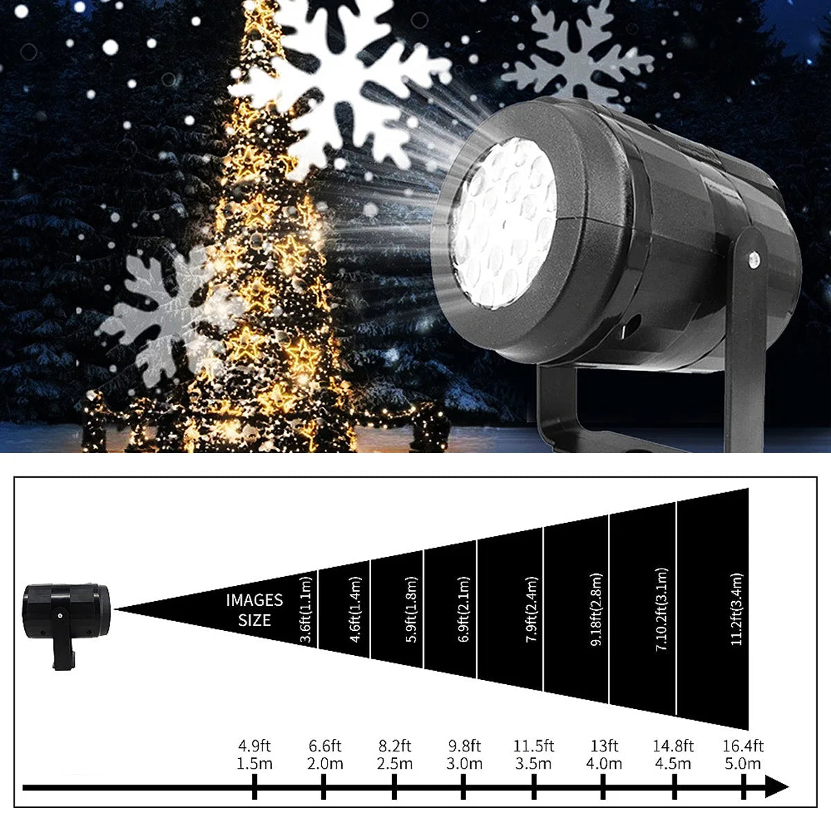 Natal rotativo led projeção luz de fadas alimentado por usb dinâmico branco floco de neve padrões projetor palco para iluminação do feriado