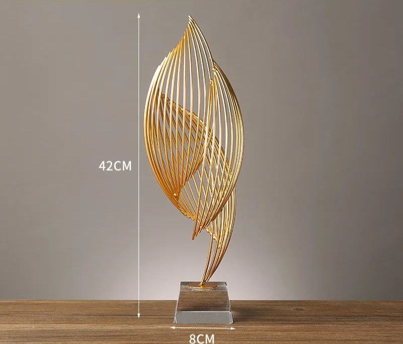 Abstrato moderno decoração de metal escultura arte estátua dourada sala estar decoração casa escritório acessórios decoração