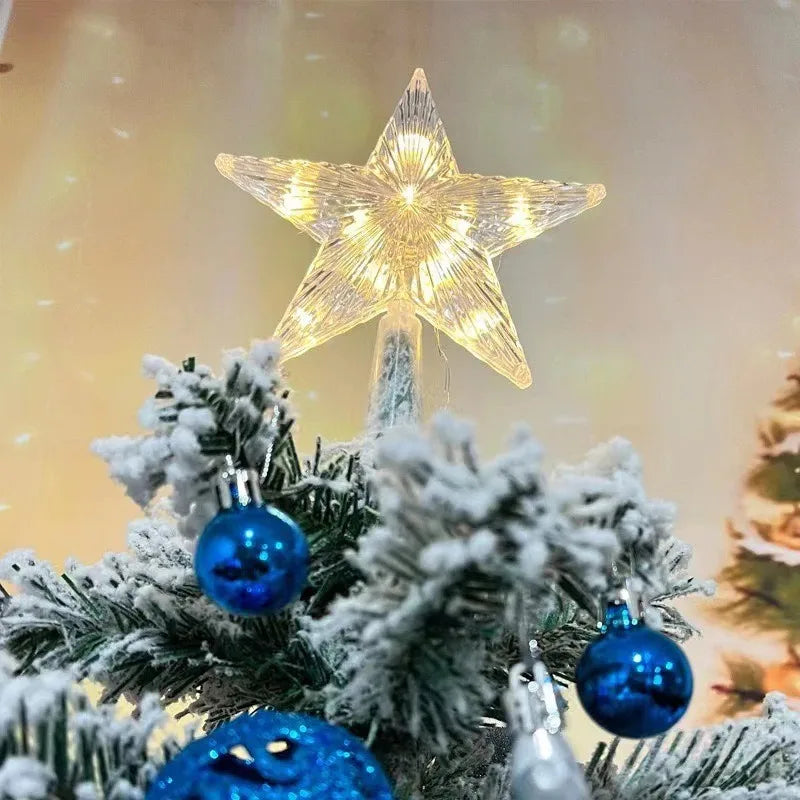 15cm decoração de natal brilhante árvore topper glitter brilhante estrela enfeites de árvore de natal para decoração de casa navidad ano novo 2026 presente