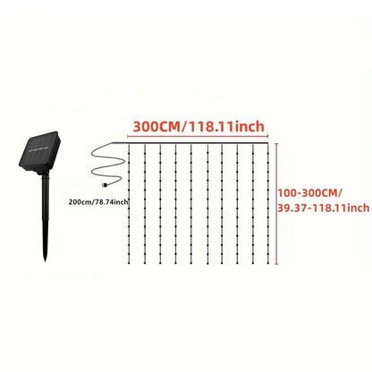 Cortina de luz solar ao ar livre à prova dwaterproof água solar fada guirlanda luzes da corda jardim quintal pavilhão festa casamento decoração do feriado luzes