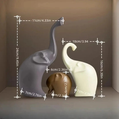 1 conjunto estilo nórdico elefante família de três estátuas de família esculturas animais ornamentos de mesa para amigo presentes exclusivos