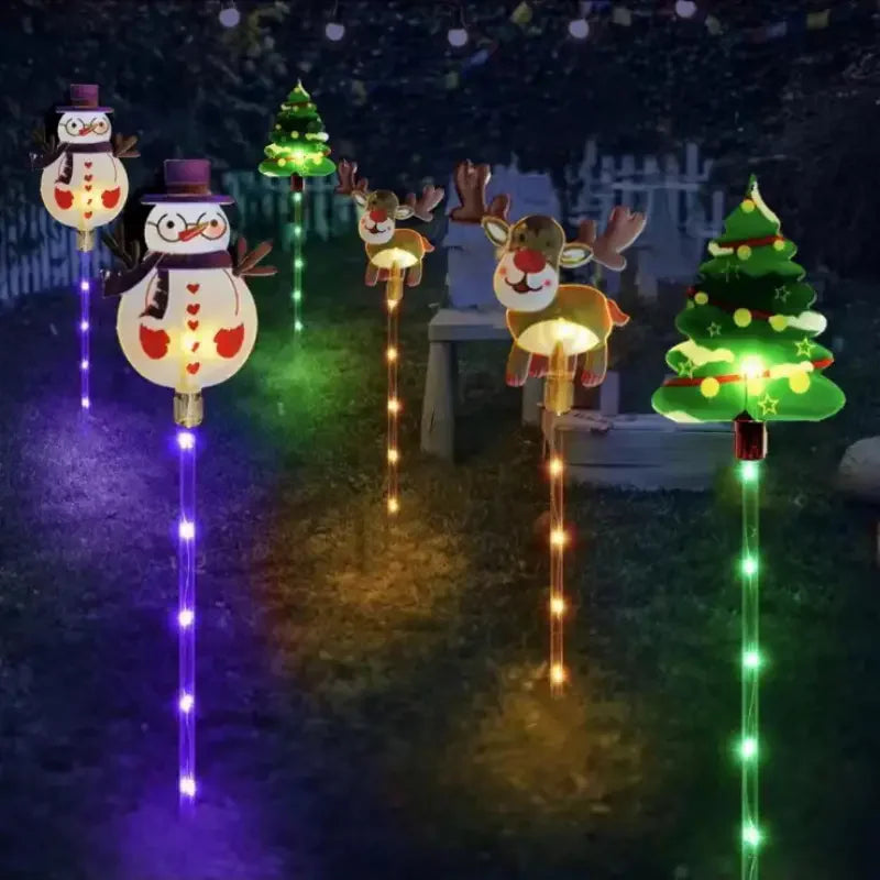 6 pçs movido a energia solar luzes de estaca de natal decoração de natal luzes led ao ar livre à prova dwaterproof água jardim passarela feriado 870