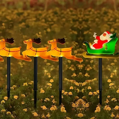 5 pc/set solar papai noel & elk luzes do jardim ao ar livre à prova dwaterproof água lâmpadas do gramado decoração iluminação de paisagem para o natal, festival