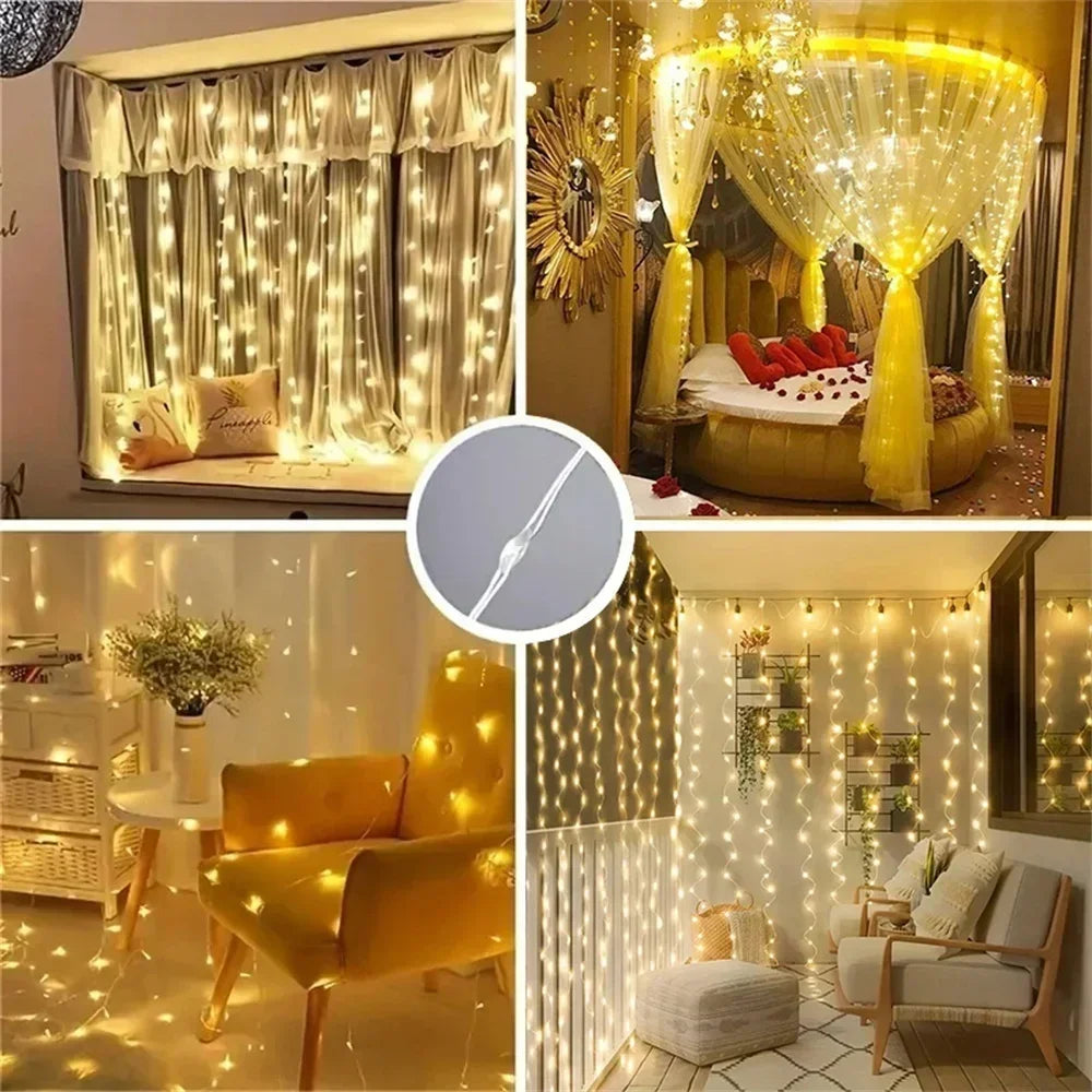 Luzes de fadas com controle remoto, 3 4 6 metros, usb, led, cortina, luzes, para natal, casa, quarto, decoração, festa festiva