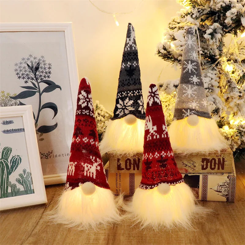 20/30cm led boneca sem rosto elfo gnome com luzes decoração de natal casa feliz natal navidad crianças presente de ano novo 2025