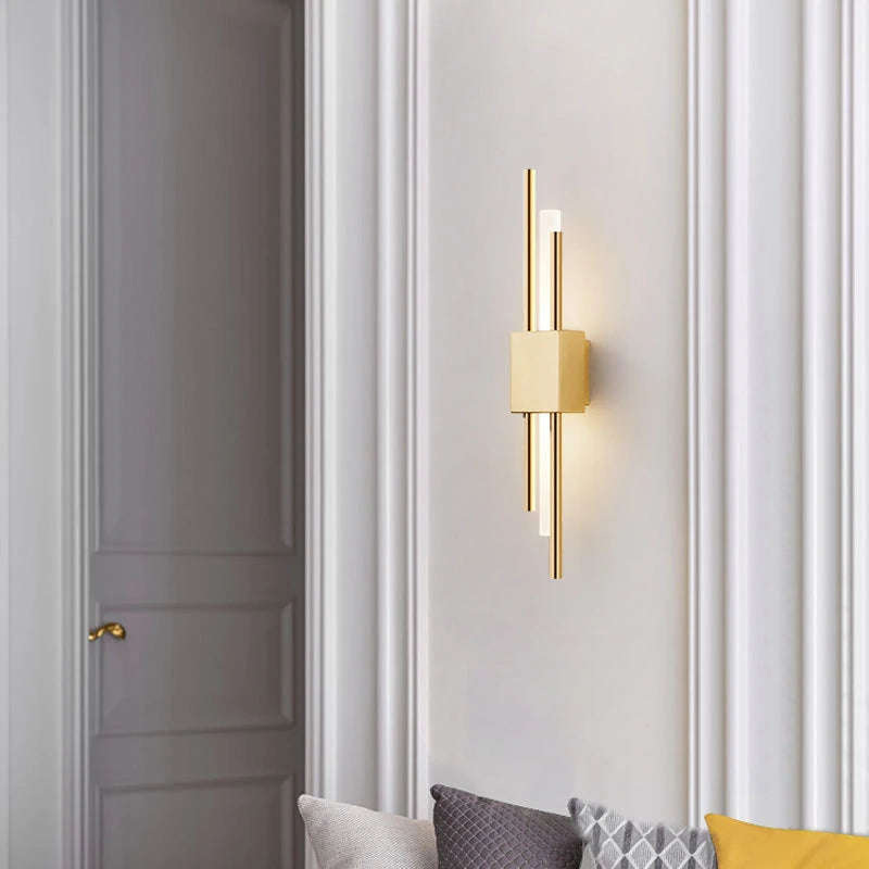 Moderno e minimalista ferro arte lâmpada de parede para sala estar arandelas linha tubo luminária led acrílico abajur iluminação interior