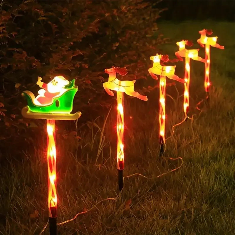 5 pc/set solar papai noel & elk luzes do jardim ao ar livre à prova dwaterproof água lâmpadas do gramado decoração iluminação de paisagem para o natal, festival