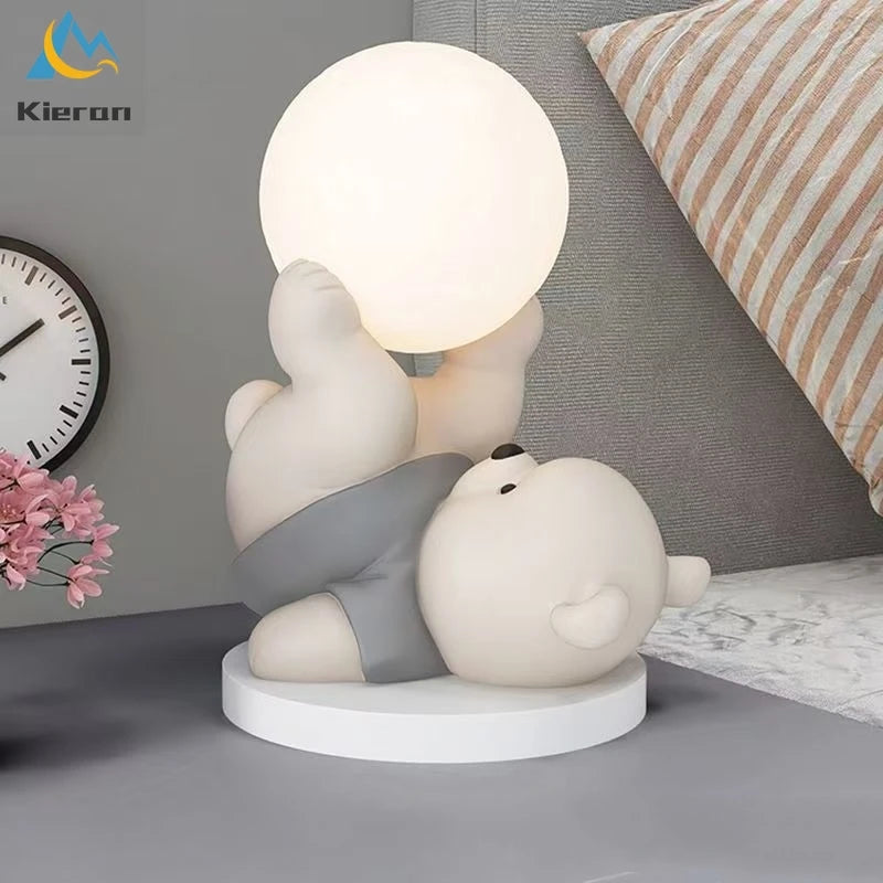 Nordic moderno urso acrobático led lâmpada de assoalho quarto estudo sala jantar lâmpada mesa cabeceira sala estar decorativa resina noite lâmpada