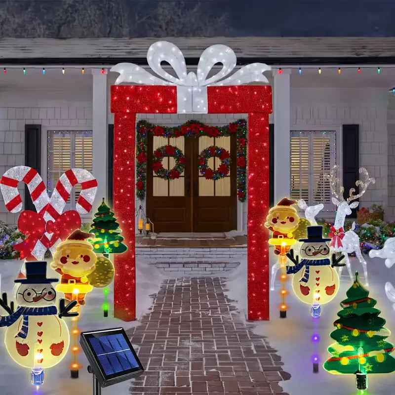 6 pçs movido a energia solar luzes de estaca de natal decoração de natal luzes led ao ar livre à prova dwaterproof água jardim passarela feriado 870