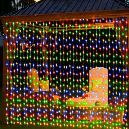 Cortina de luz solar led ao ar livre à prova dwaterproof água guirlanda decoração natal luzes da corda quintal casamento guirlanda luzes da corda