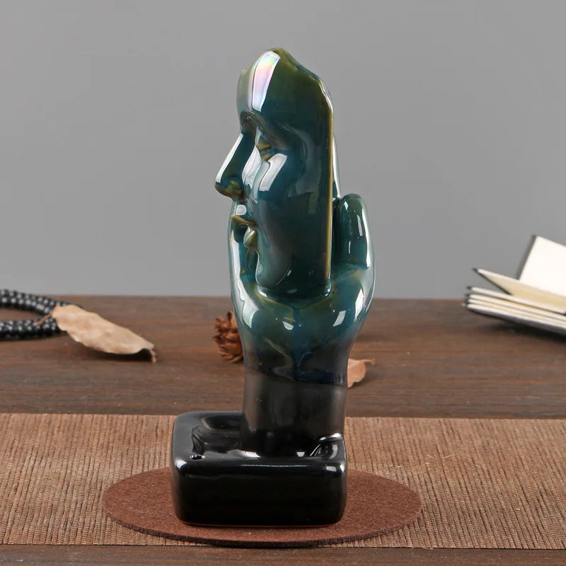 Queimador de incenso cascata de rosto de cerâmica moderno refluxo suporte de incenso meditação decoração de casa zen aromaterapia ornamento presente exclusivo