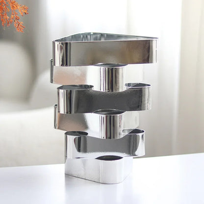 Vaso de metal irregular, decoração de mesa para casa, arte, arranjo de flores, ferramenta, sala de estar, armário de vinho, hall de entrada, decoração