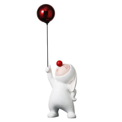 Moderno Balão Bonito Coelho Resina Ornamentos, Home Decor Artesanato, Estatuetas De Mesa De Escritório, Estante Artesanato De Escultura