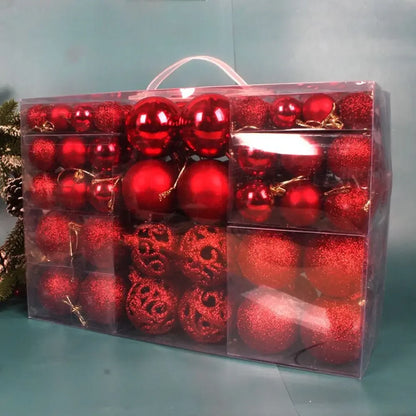 Conjunto de bolas de natal de plástico da moda, 100 peças, 18 cores, 8cm, bolas de árvore de natal suspensas, vitrine de enfeites de natal