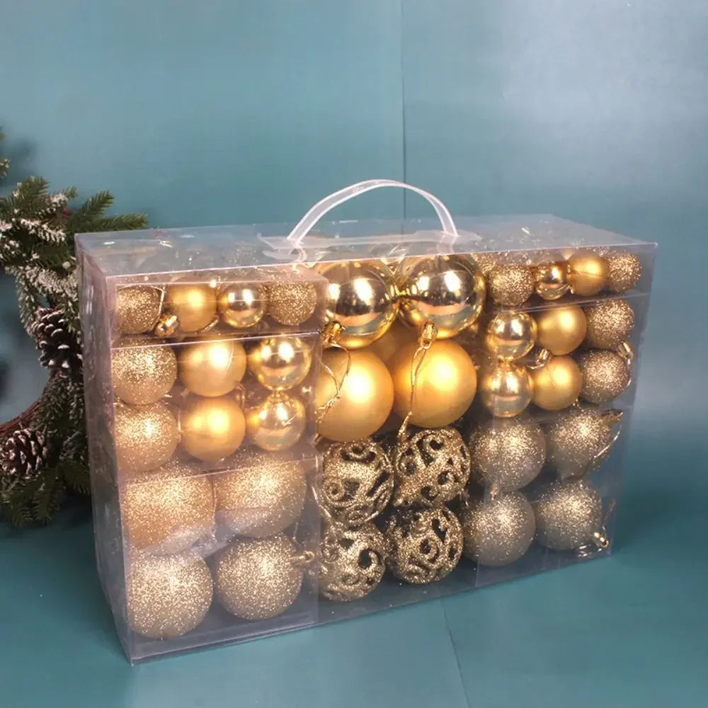 Conjunto de bolas de natal de plástico da moda, 100 peças, 18 cores, 8cm, bolas de árvore de natal suspensas, vitrine de enfeites de natal