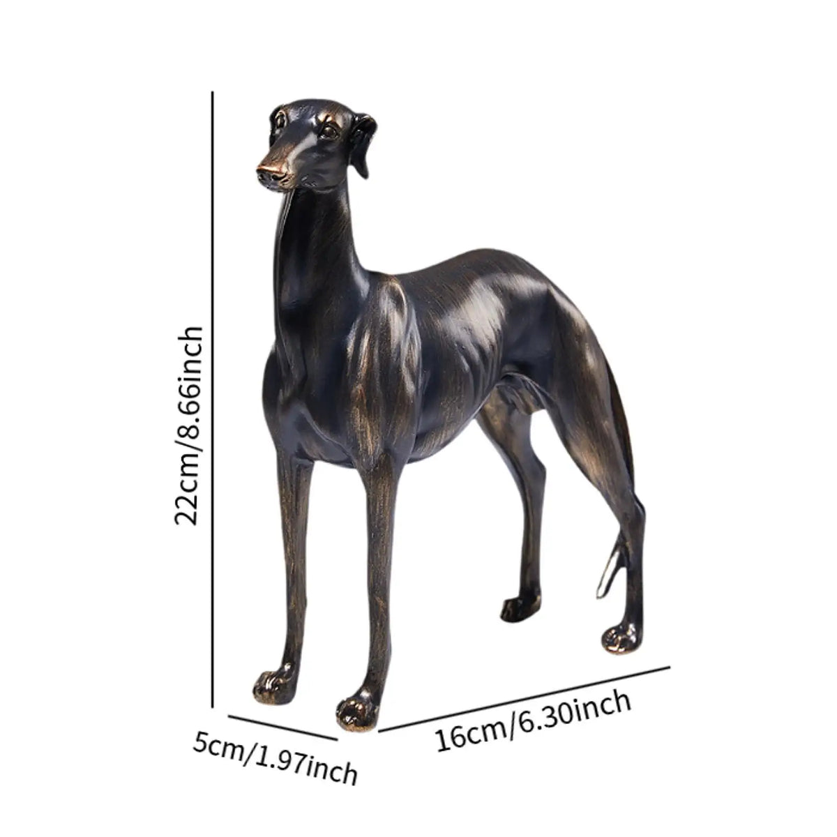 Estátua de Galgo em Resina, 22 cm