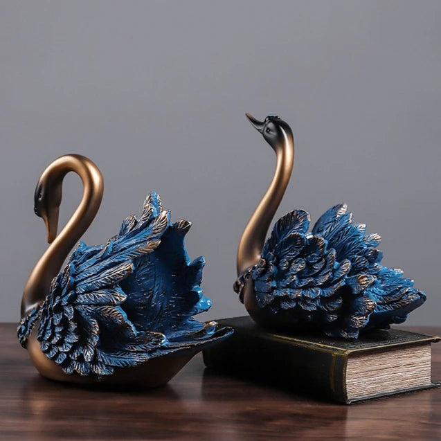 Elegante cisne decoração de casa estatueta de resina luxo tv gabinete/mesa de entrada decoração-escultura animal realista arte artesanato
