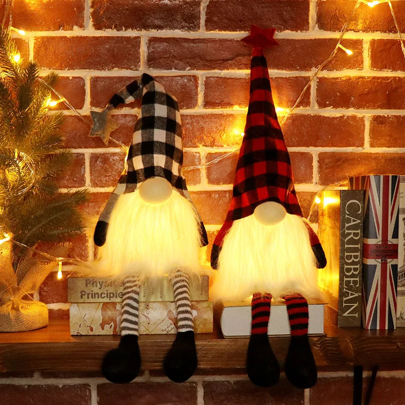 20/30cm led boneca sem rosto elfo gnome com luzes decoração de natal casa feliz natal navidad crianças presente de ano novo 2025