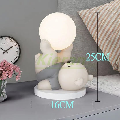 Nordic moderno urso acrobático led lâmpada de assoalho quarto estudo sala jantar lâmpada mesa cabeceira sala estar decorativa resina noite lâmpada