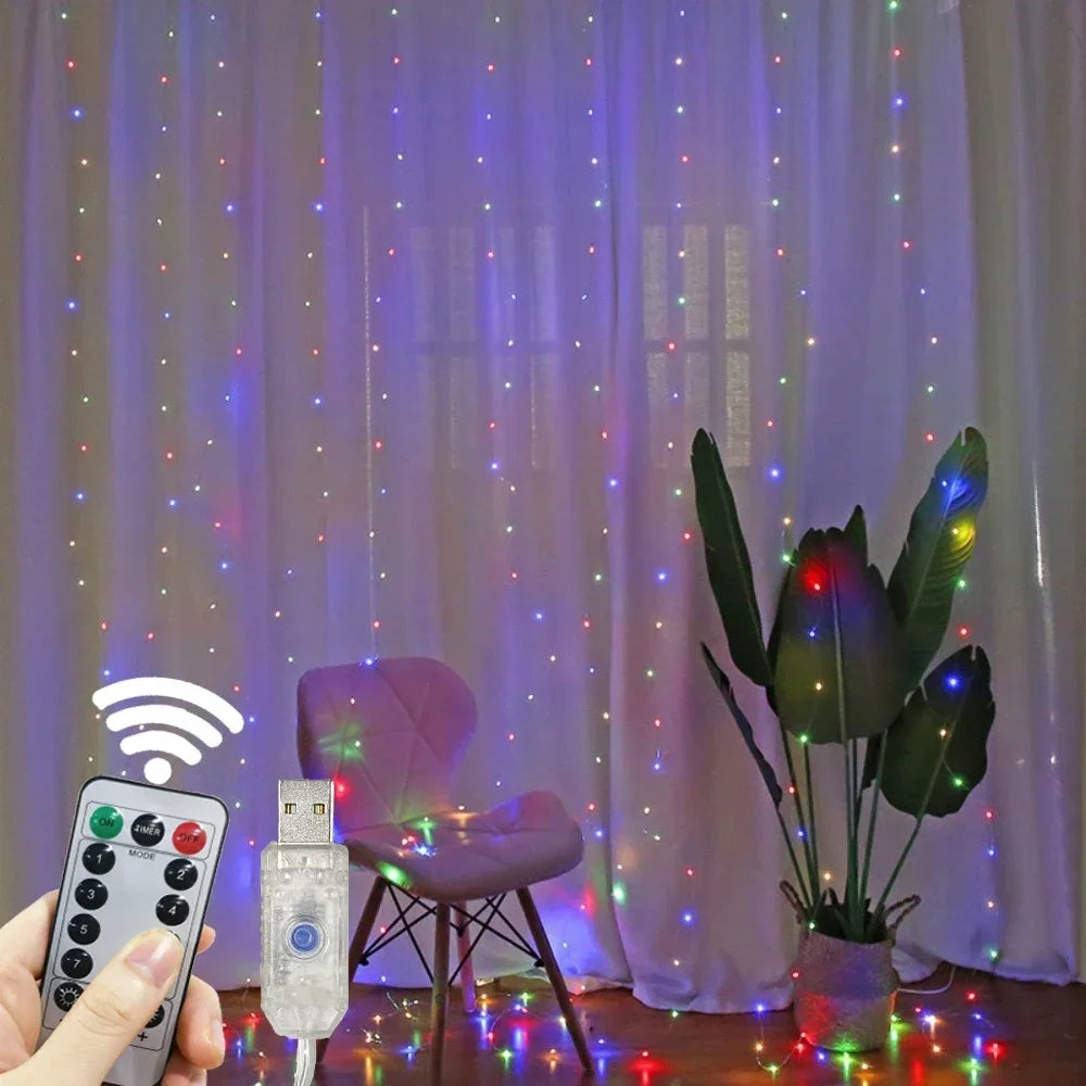 Luzes de fadas com controle remoto, 3 4 6 metros, usb, led, cortina, luzes, para natal, casa, quarto, decoração, festa festiva