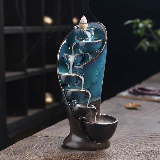 1pc, tocha artesanal design cachoeira queimador de incenso criativo decoração para casa suporte incenso portátil cerâmica incensário (sem incenso)