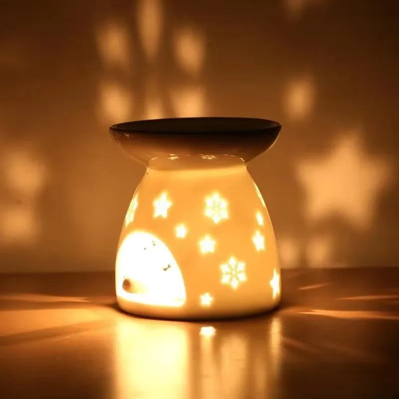 2 em 1 fogão de óleo essencial artesanal cerâmica vela suporte aquecimento quarto nightlight evitar queima seca yoga spa queimador incenso