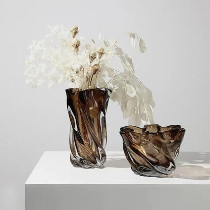 Café moderno vaso de vidro colorido, arranjo floral, decoração high-end, luxo, criativo, tábua espiral, luz, casa e escritório