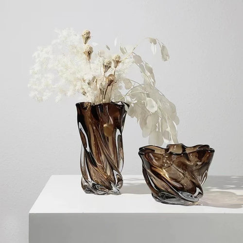 Café moderno vaso de vidro colorido, arranjo floral, decoração high-end, luxo, criativo, tábua espiral, luz, casa e escritório