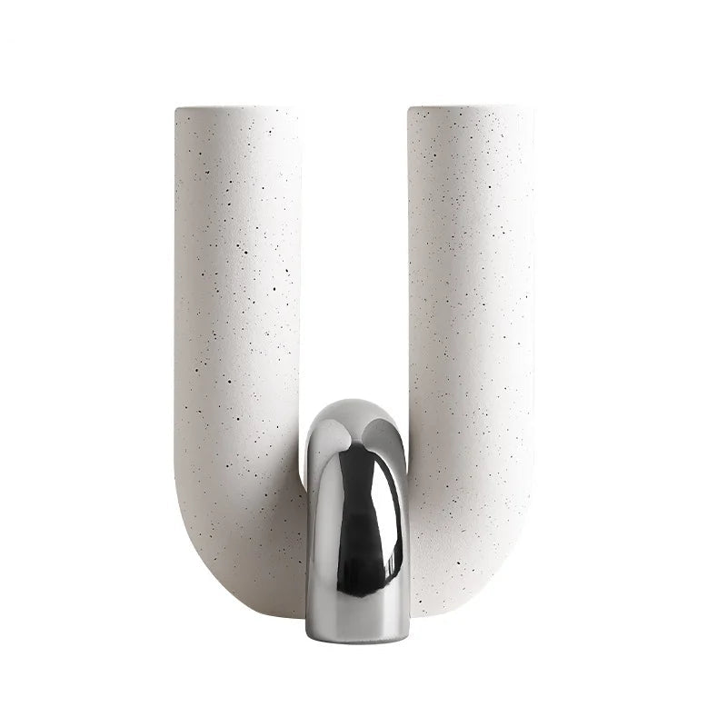 Vaso de cerâmica criativo em forma de u, vasos de flores, decoração de mesa, arranjo de flores, vasos florais de porcelana, decoração estética de quarto