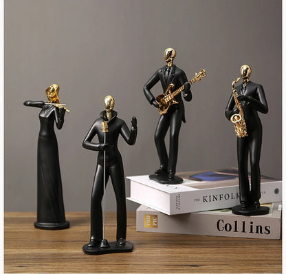 Abstrato Música Dança Escultura, Músico Figura Ornamento, Criativo Resina, Desktop, Jazz Band Personagens, Figurinhas Musicais