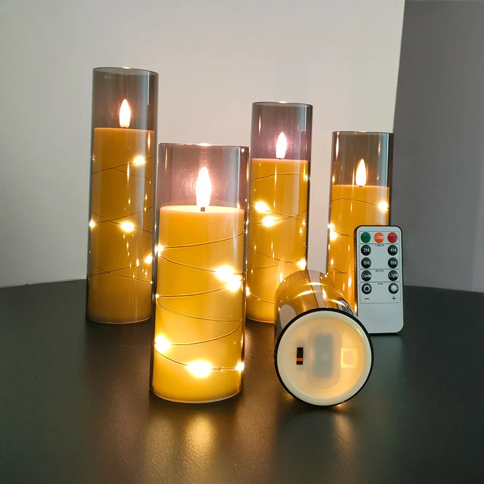 Velas led eletrônicas sem chama com luz de corda, decoração de casa. decoração de festa de feriado, velas de casamento, lâmpada de atmosfera 5 tamanhos
