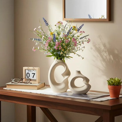 CAPIRON-Conjunto de Vaso Cerâmico Fosco para Decoração de Casa, Pampas Grama, Flor Seca, Acessórios Nórdicos Modernos, Interior de Mesa, Conjunto de 2