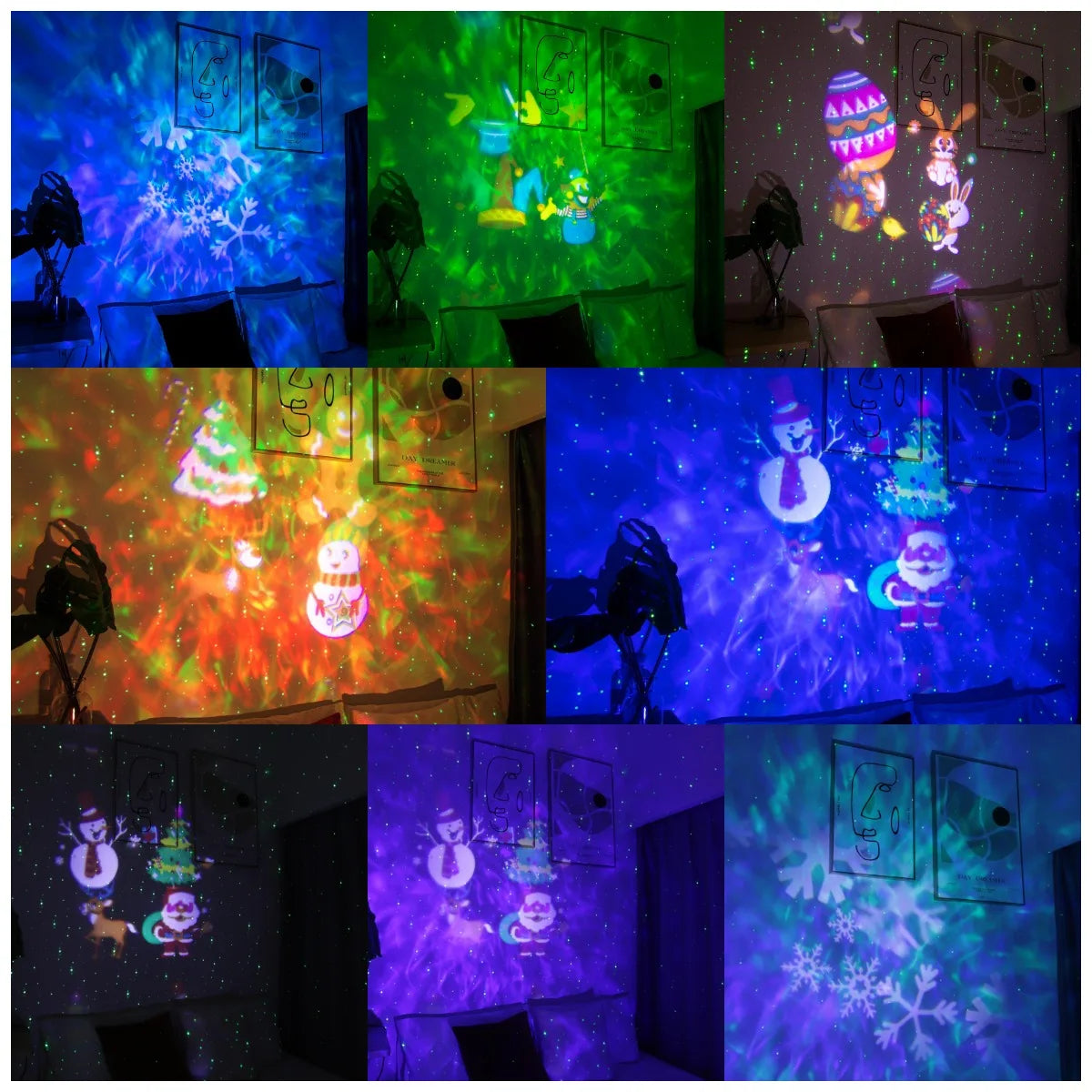 Natal Halloween Projetor Luzes Outdoor 3D Ocean Wave & 16 Padrões Projetor Laser à prova d'água para Indoor Halloween Holiday