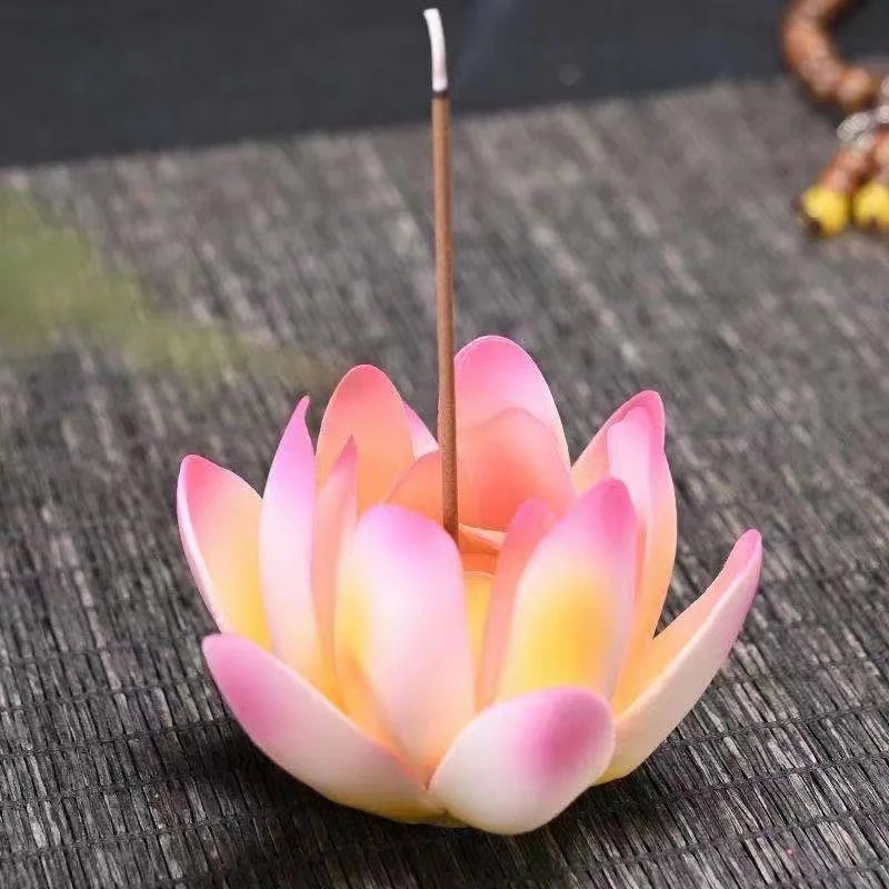 Suporte de queimador de incenso de refluxo LED de lótus de mão de Buda estilo chinês, difusor de fragrância de lótus artesanal puro para decoração de casa