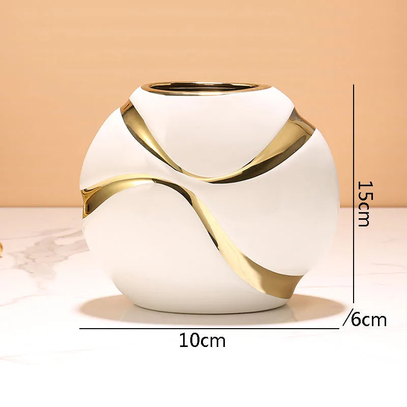 Vaso de Cerâmica Banhado a Ouro | Decoração Moderna e Elegante