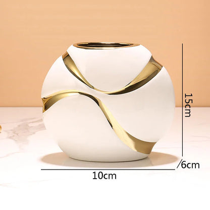 Vaso de Cerâmica Banhado a Ouro | Decoração Moderna e Elegante