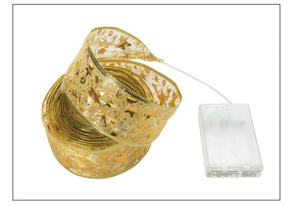 Decoração de natal luzes de fita led enfeites de árvore de natal diy rendas arcos luzes da corda navidad decorações para casa ano novo 2023