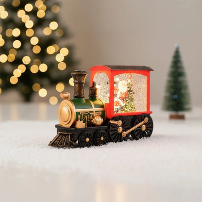 Decorações de trem de natal, trem de decoração de véspera de natal, bola de cristal decoração de mesa de árvore de natal para crianças presentes de ano novo