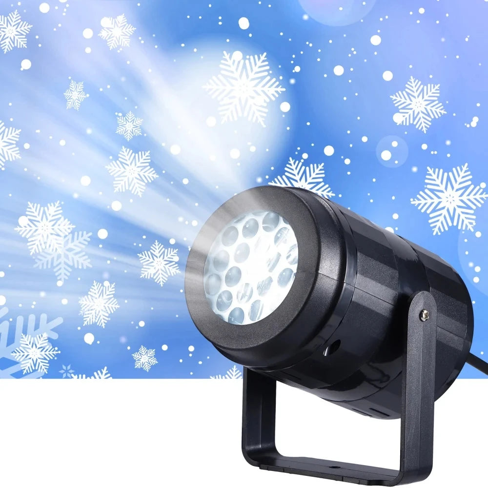 Natal rotativo led projeção luz de fadas alimentado por usb dinâmico branco floco de neve padrões projetor palco para iluminação do feriado