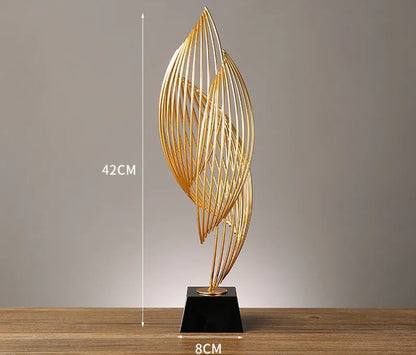 Abstrato moderno decoração de metal escultura arte estátua dourada sala estar decoração casa escritório acessórios decoração