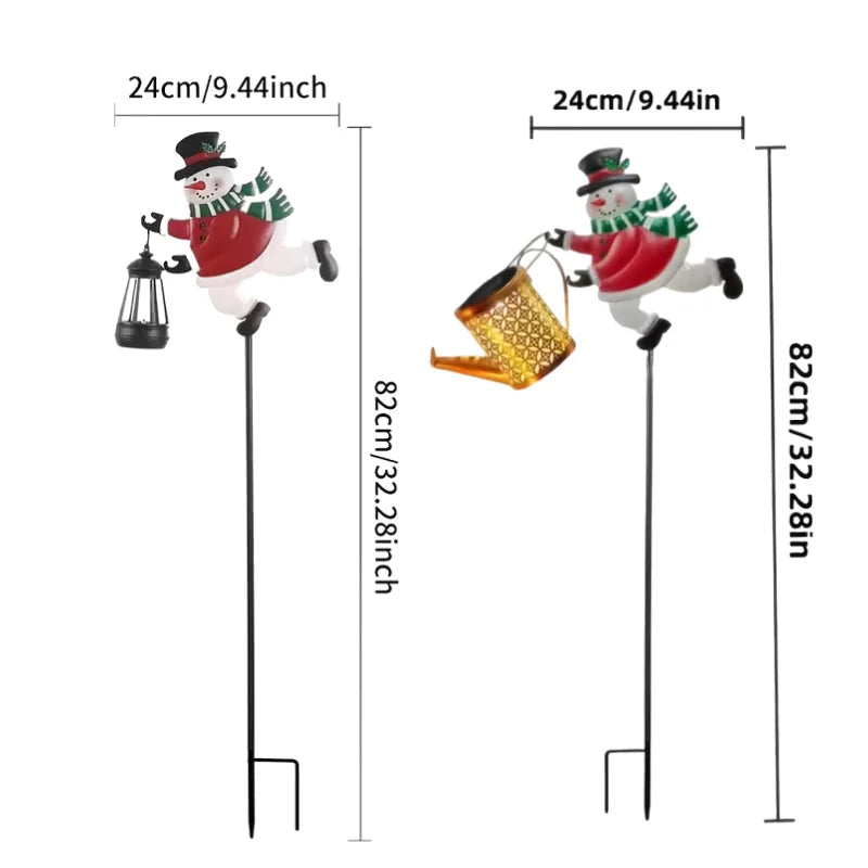 Boneco de neve solar chaleira luzes ao ar livre lâmpada solar do gramado branco quente papai noel solar pendurado lanterna para quintal jardim decoração natal
